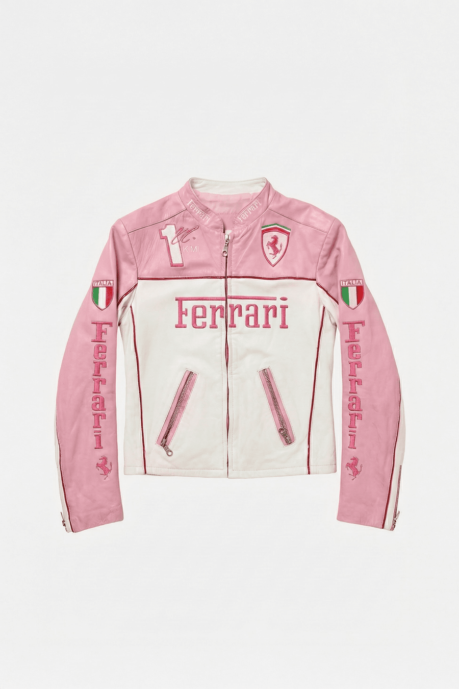 Ferrari フェラーリ レザージャケット 未使用 M ピンク×ホワイト Ferrari Vintage Leather Jacket Pink & White Edition | Premium