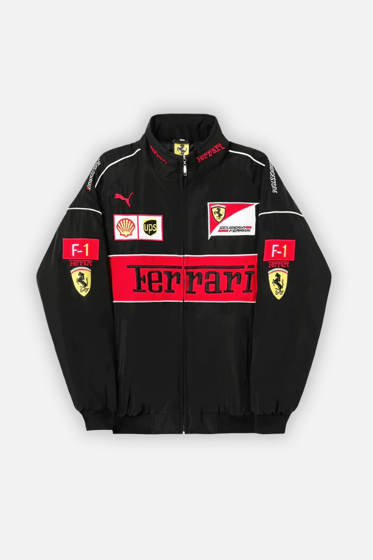 Vintage Scuderia Black Ferrari Racing Jacket | Classic & Padded 