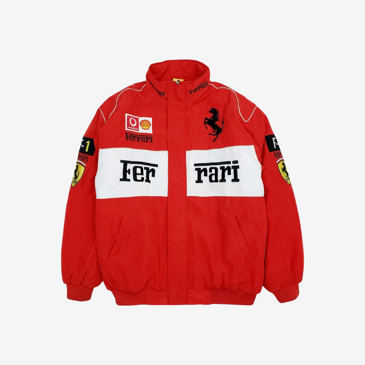 Vintage Scuderia Red-White Ferrari Jacket | Racing Inspired