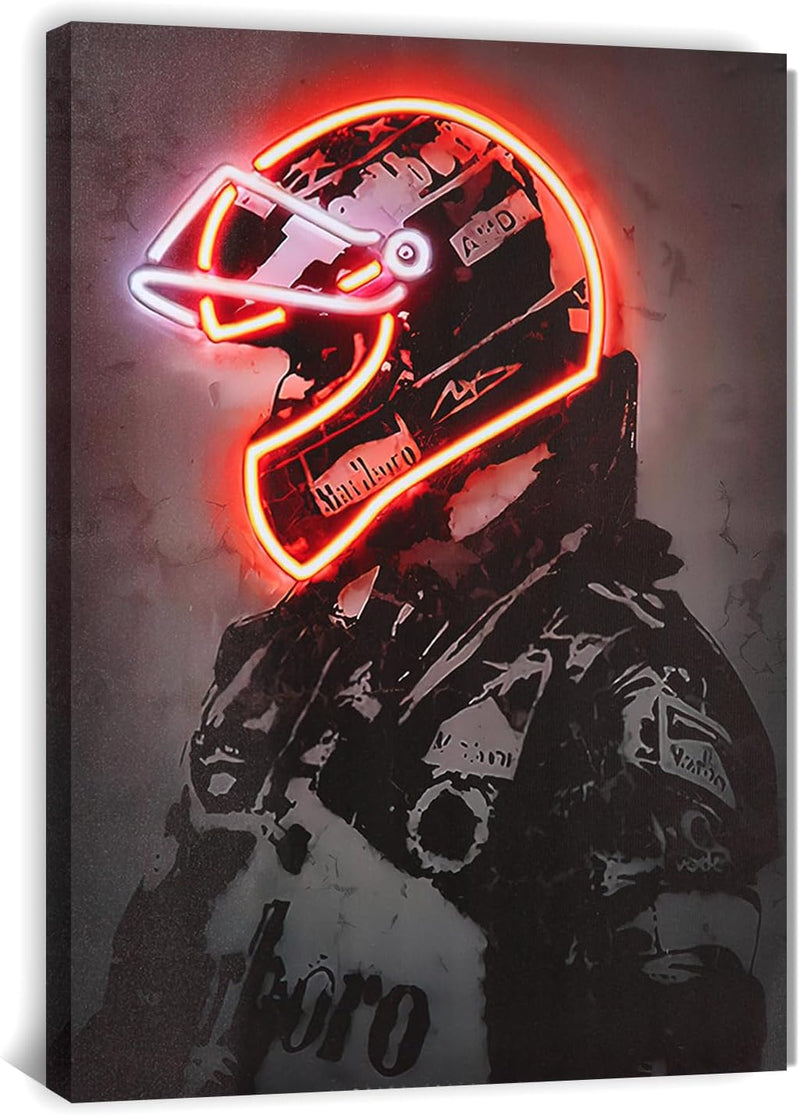 Retro Helmet Neon Canvas Art