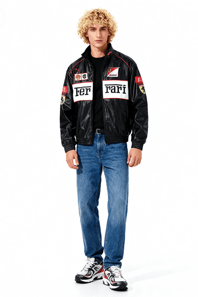 Ferrari Vintage Leather Jacket – White Edition