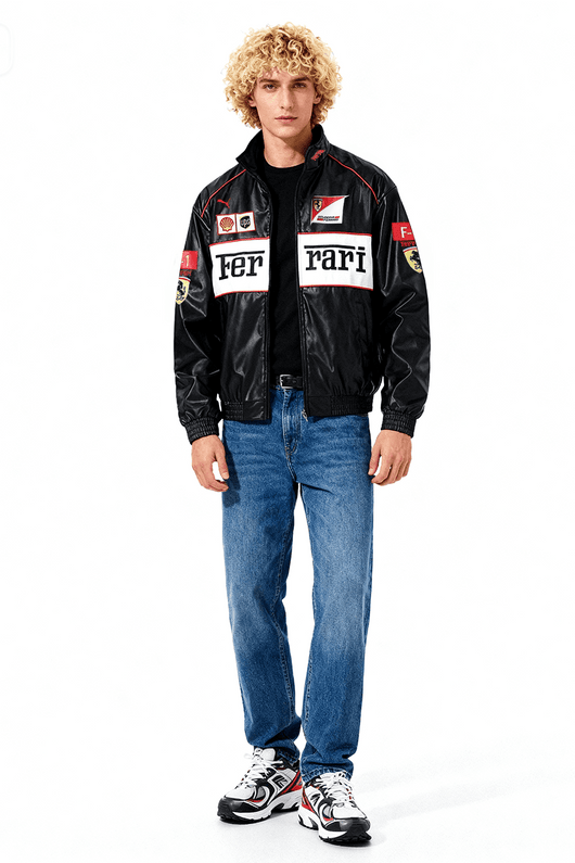 Ferrari Vintage Leather Jacket – White Edition