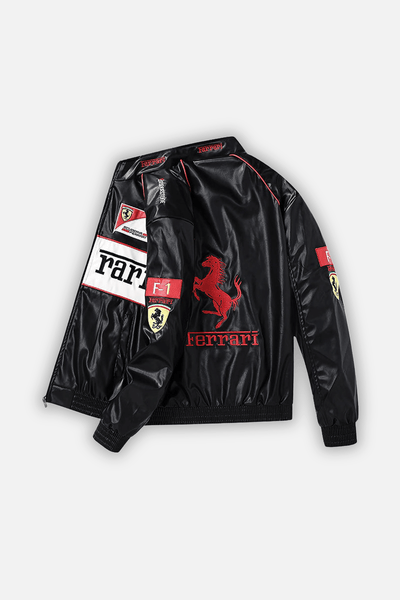 Ferrari Vintage Leather Jacket – White Edition