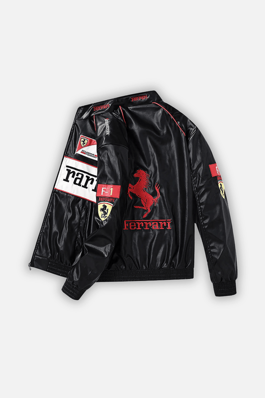Ferrari Vintage Leather Jacket – White Edition
