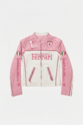 Ferrari Vintage Leather Jacket – Pink & White Edition