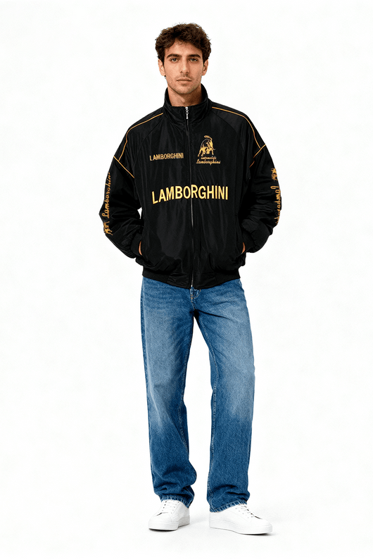 AUTOMOBILI LAMBORGHINI ブラックジャケット Automobili Lamborghini Squadra Corse Men's Team Softshell Jacket