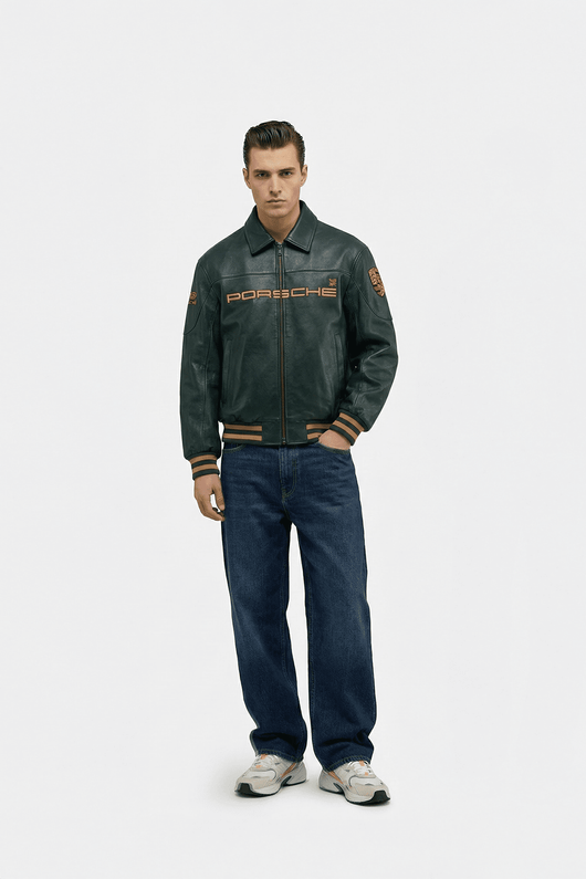 Porsche Vintage Leather Jacket – Green Edition
