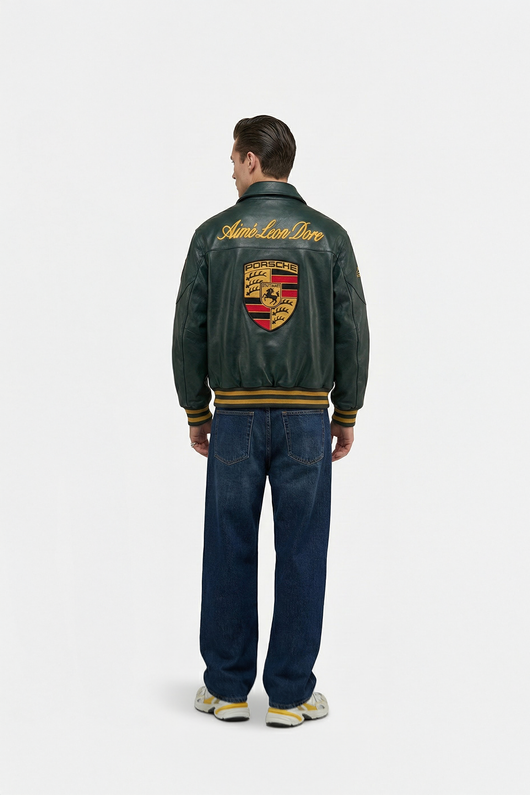 Porsche Vintage Leather Jacket – Green Edition
