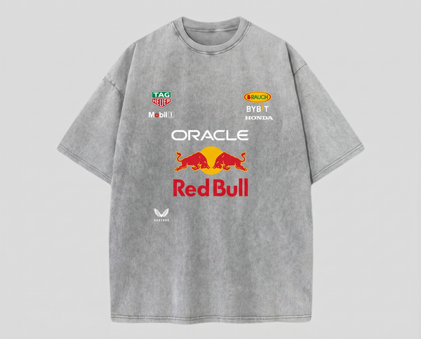 Red Bull Vintage Washed Racing Tee – Grey