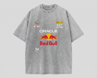 Red Bull Vintage Washed Racing Tee – Grey